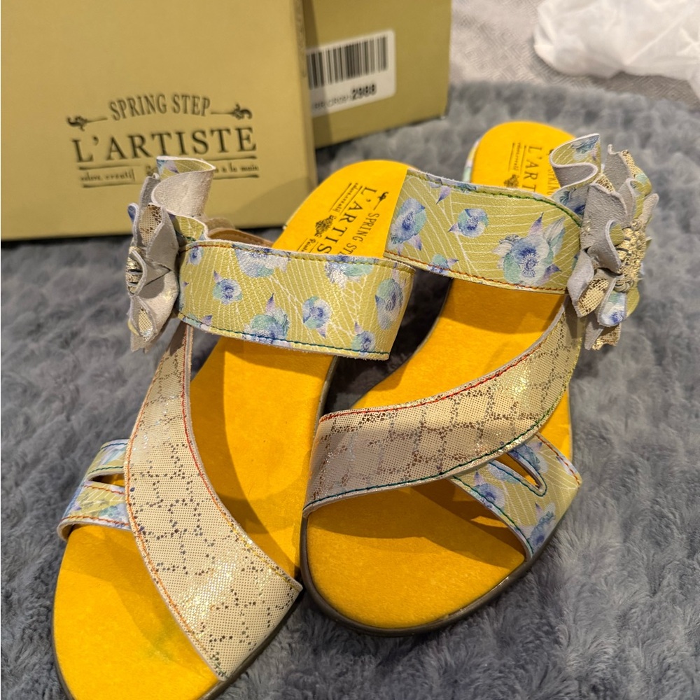 Spring Step Yellow Floral Sandals - Picture 6 of 8